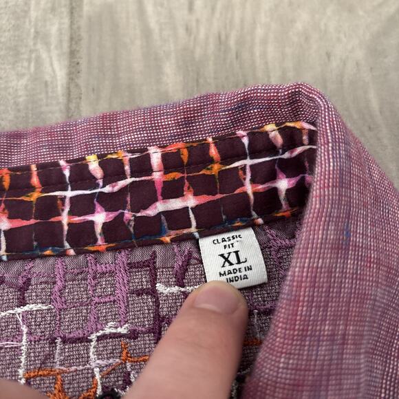 Robert Graham Shirt Mens Sz XL Pink Rose Linen Weave Heathered Button Up S/S - Picture 4 of 10